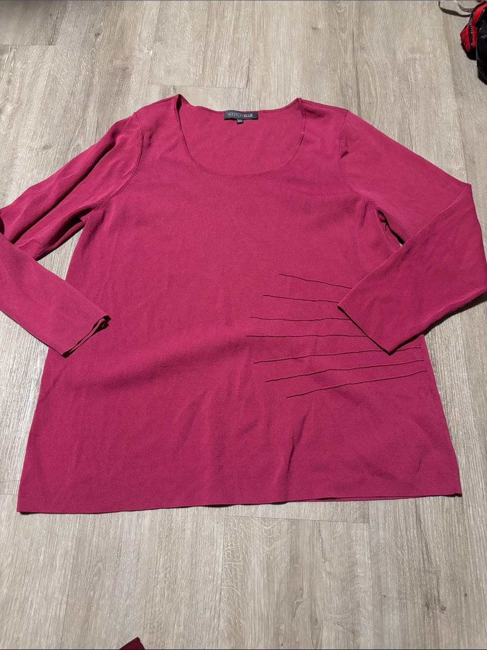 Addition Elle Raspberry Scoop Neck Long Sleeve Top
